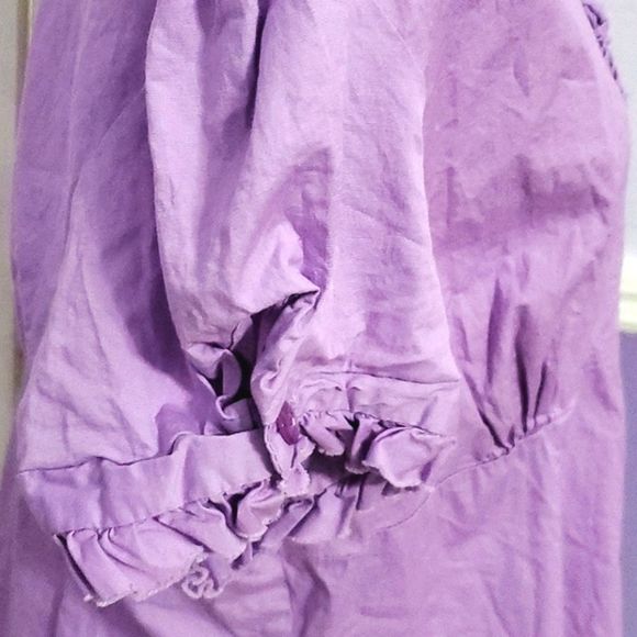 Vintage Retro Lavander Ruffled Neck Button Down Top - Picture 5 of 9